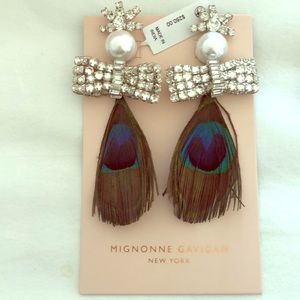 Mignonne Gavigan peacock, diamond & pearl earrings